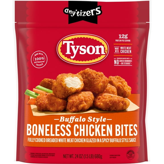 Tyson Any'tizers Buffalo Style Boneless Chicken Bites, 24 oz (Frozen, Fully Cooked)