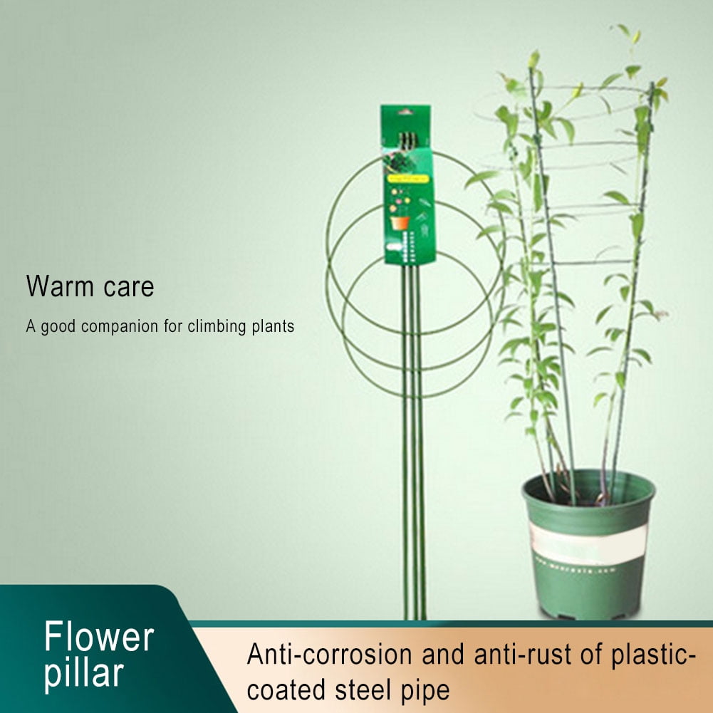 ChYoung 18” Plastic Wrapped Round Tomato Support Cage with Adjustable Hoops (2 Count)