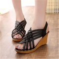 thumbnail image 2 of Sandalias de cuña de estilo europeo y americano para primavera y verano, Boca de pescado Sexy, tacones altos con huecos, talla grande, 2 of 5