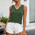 thumbnail image 6 of Hesxuno Women Casual Lounge Tank Tops Slim Fit Knitting Cotton Sleeveless Tops Scalloped V-Neck Tanks Comfortable Daily Wear Summer Tee Tank Army Green, 6 of 7