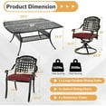 thumbnail image 7 of W WARMHOL 9 Piece Outdoor Patio Dining Set for 8, Cast Aluminum Large Square Dining Table & 4 Swivel Rocker Chairs, 4 Stationary, 8 Cushions, Umbrella Hole, Patio Furniture Set for Garden, Chili Red, 7 of 7