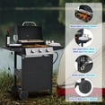 thumbnail image 2 of 3-Burner Propane Gas Grill with 26,000 BTU Total Output Stainless Steel Patio BBQ Grill with Electronic Ignition Built-in Thermometer & 2 Side Shelves for Backyard Garden Tailgating & Outdoor Cooking, 2 of 7