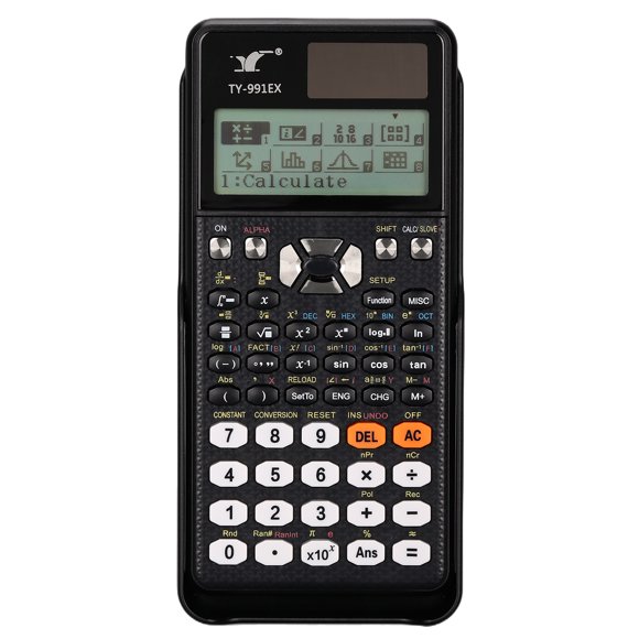 Mistaha Solar Powered Scientific Calculator with 552 Functions, Dot Matrix Display, 2-in-1 Power Source, Button Cell Included - Black