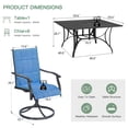 thumbnail image 3 of BUPPLEE 9-Piece Outdoor Dining Set for 8 with Swivel Chairs, Square Metal Table with Umbrella Hole for Patio, Deck and Backyard, 3 of 7
