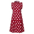 thumbnail image 5 of IROINNID Round Neckline Dress For Women Sleeveless Dot Mini Casual Mock Neck Summer Holiday Shift Dress Knee-Length Prints A-Line Dress, 5 of 8