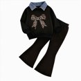thumbnail image 4 of Toddler Baby Girls Outfits 24 Months 2T 3T 4T 5T 6T 7T Girls Fall Winter Clothes Toddler Girls Ruffle Long Sleeve Cute Top Jeans Bell-bottomed Pants 2PCS Set Black Size 4-5 Years, 4 of 4