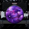 thumbnail image 1 of Purple And White Floral Pattern Polyester Universal Spare Wheel Tire Cover Wheel Covers for Trailer RV SUV Truck Camper, 1 of 5