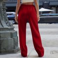 thumbnail image 5 of Women's Wide Leg Sweatpants Drawstring Elastic Waist Loose Fit Solid Color Casual Straight Leg Lounge Pants with Pockets, 5 of 5