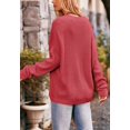 thumbnail image 4 of Soft Ribbed Knit Pocket Sweater Top Relaxed Loose Fit Oversized for Women Red Small, 4 of 4