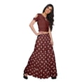 thumbnail image 5 of Moomaya Printed Rayon Cold Shoulder Crop Top And Skirt Ethnic Set For Women, 5 of 6