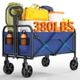 thumbnail image 1 of Chariot Pliant Robuste 220 L - Capacité de 380 Lb Chariot Utilitaire Tout-Terrain avec Poignée Télescopique, Rouge UE, Grandes Roues et Porte-Gobelets - Portable pour la Plage, le Camping, le Jardin, le Magasinage, 1 of 8