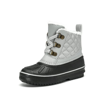 

Difumos Girls Comfortable Waterproof Duck Boots Mid Top Snow Boot School Non-Slip Grey 1Y