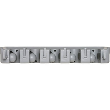 

Genuine Joe Cleaning Tool Wall Organizer Rack - 5 x Broom - 3.8 Height x 16.5 Width x 2.8 Depth - Handle Hanging Hook Sturdy - Gray - ABS Plastic - 1 Each | Bundle of 10 Each