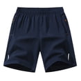 thumbnail image 2 of Hearthz Quick Dry Mens Shorts Elastic Waist Lightweight Men's Running Athletic Shorts with Pockets Summer Beach Short for Men Dark Blue M, 2 of 4