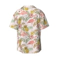 thumbnail image 2 of Xecao offers the Tropical Pink Flamingo Pineapple for Men's Casual Short-sleeved Shirt, a button-up collared shirt with a pocket, perfect for beach vacations and yacht travel in the Small size., 2 of 7