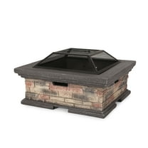 GDF Studio 29" Square Wood Gray Finish Concrete Fire Pit