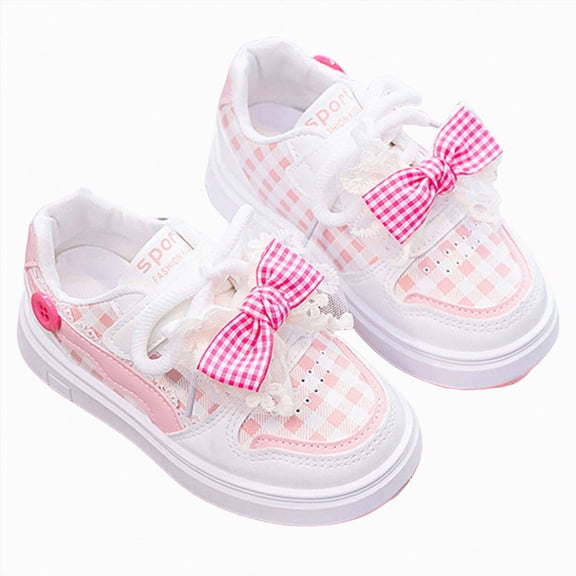 enyan Girls Sneakers Fashion Sneakers Breathable Lightweight Lace-up Running Walking Running Shoes for Girls (Toddler/Little Kid/Big Kid) Pink,13.5