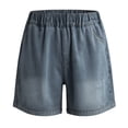 thumbnail image 6 of Cethrio Girls Denim Shorts, School Elastic Waist Relaxed Fit Summer Kids Jean Shorts Dark Blue Size 6, 6 of 6