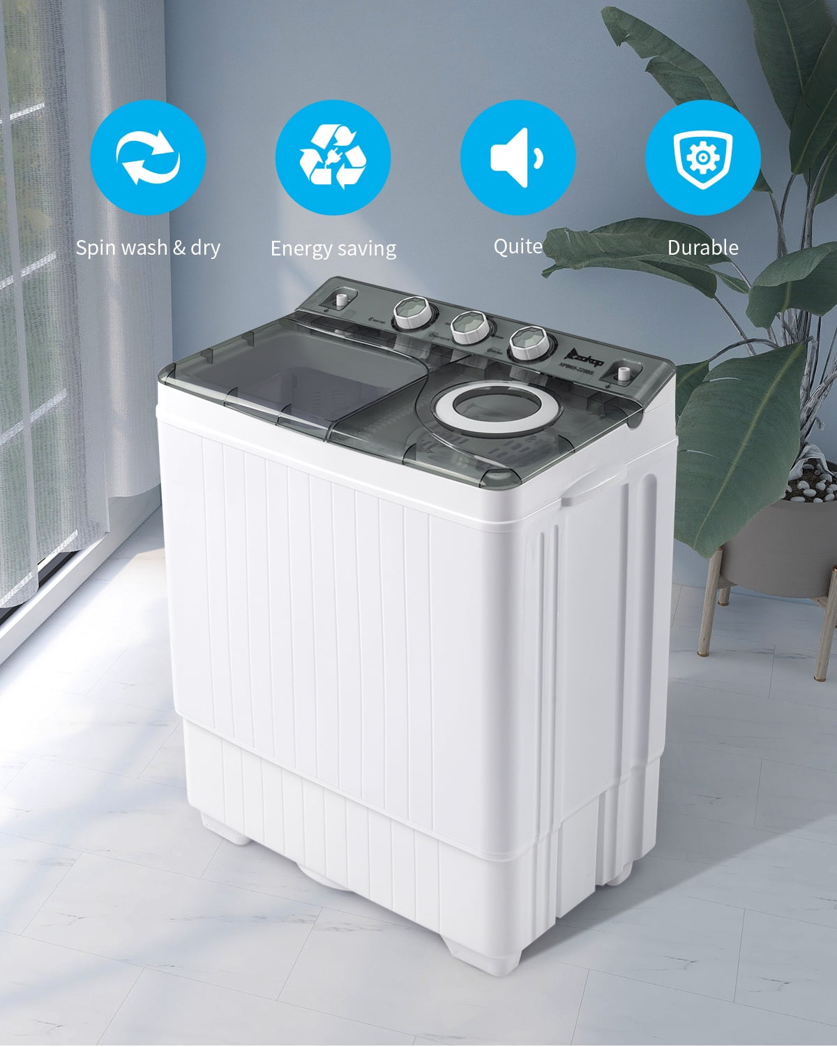 Winado 26LBS Portable Washing Machine, Compact Mini Washer Machine & Dryer  Combo, Built-in Gravity Drain, Small Twin Tub Washer with Spin Cycle for
