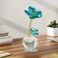 thumbnail image 3 of Lucky Clover Crystal Decoration Glass Good Luck Charm Desk Ornament Home Office Decor Gift for Friends Family Coworkers(Blue), 3 of 6