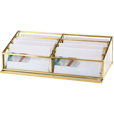 Glass Business Card Holder Vintage Durable Office Name Cards Display Handcrafted Professional Desktop Countertop Organizer Unique And Modern Fits 380 Pcs 8 Tiers Canada Glass Business Card Holder Vintage, Business Card Holder Desktop Unique