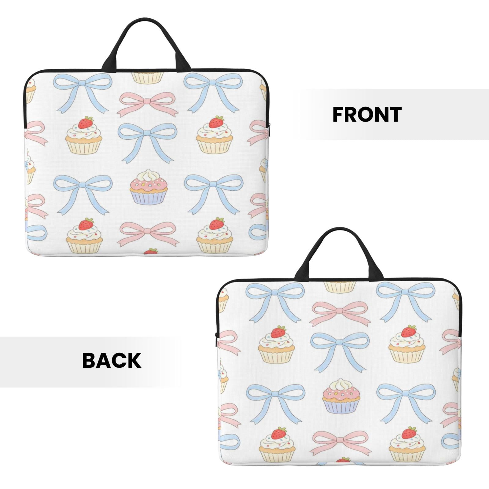 Laptop Sleeve Bag For Women Men 14inch Waterproof Durable Protective Computer Carrying Cover Handle Laptop Case Bag Bows And Cakes
