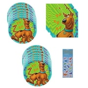 Scooby Birthday Supplies Bundle includes 16 Paper Plates 7", 16 Paper Napkins 5", 1 Dinosaur Sticker Sheet