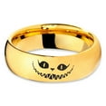 thumbnail image 2 of Tungsten Alice in Wonderland Cheshire Cat Band Ring 7mm Men Women Comfort Fit 18k Yellow Gold Dome Polished, 2 of 4
