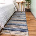 thumbnail image 4 of Fabstyles Indigo Recycled Denim & Leather Rug for Living Room, Hallway, Patio, 4 of 6