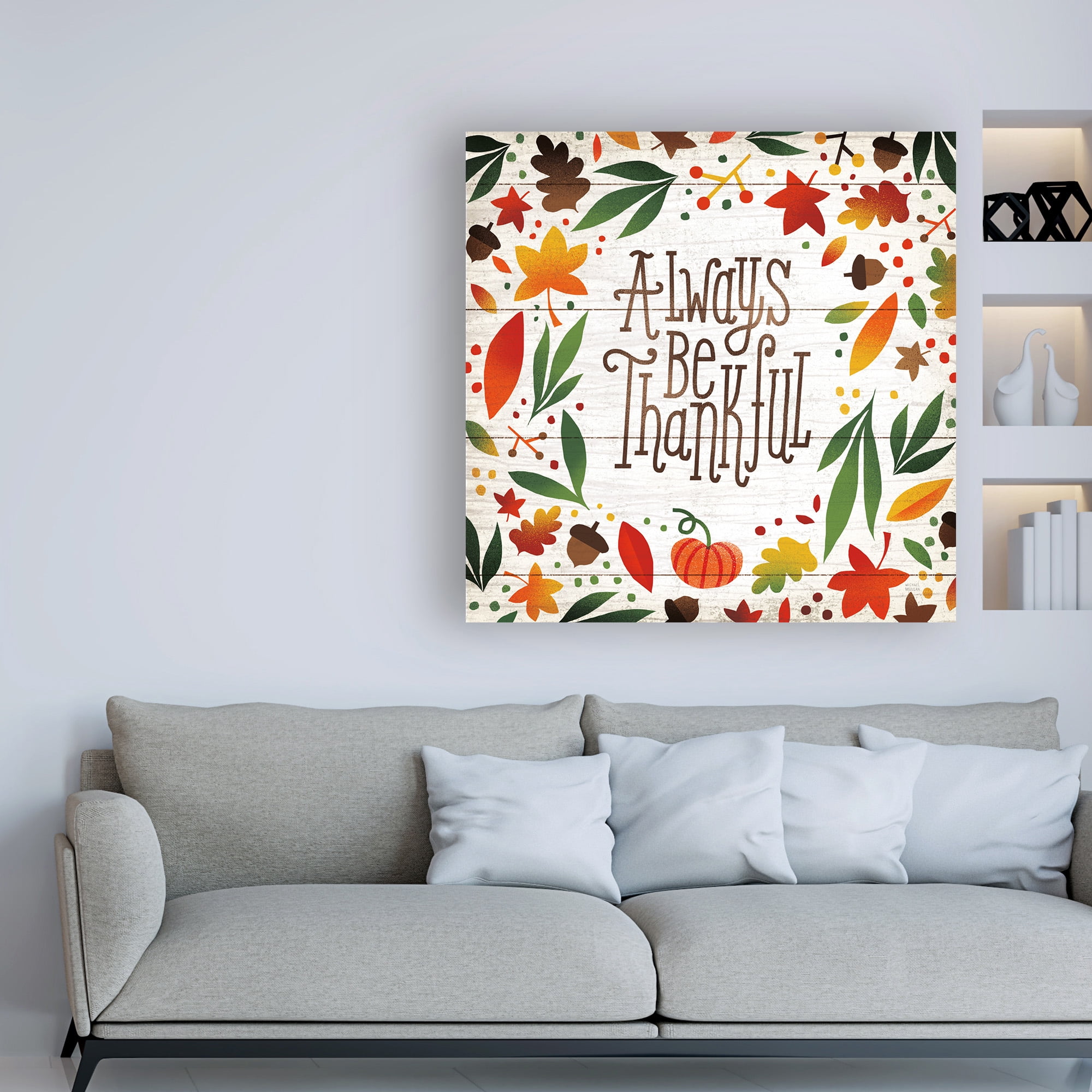Trademark Fine Art 'Harvest Time Always Be Thankful Shiplap Sq' Canvas Art by Michael Mullan