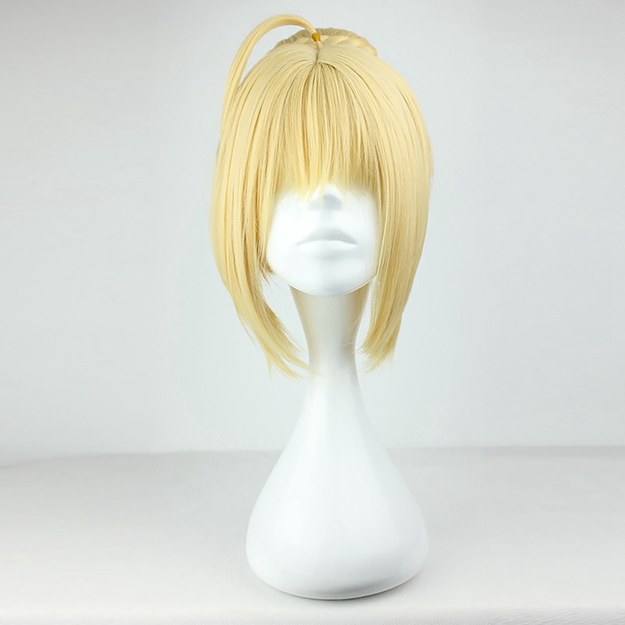 Unique Bargains Human Hair Wigs for Women with Wig Cap Medium Long Hair 18" Gold Tone Wigs