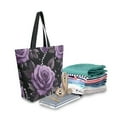 thumbnail image 2 of FORMRS Womens Canvas Tote Bag with Zipper Inner Pocket Shoulder Handbag, Black Roses, 2 of 7