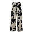 thumbnail image 4 of WTOBBY Women's Summer Floral Print Wide Leg Palazzo Pants with High Waist Elastic Drawstring Side Pockets and Casual Design for Everyday Wear ,Black L, 4 of 7