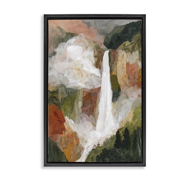Stupell Industries Mountain Waterfall Landscape Black Framed Floater Canvas Wall Art, design by Chromatic Storm Studio