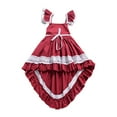thumbnail image 2 of ATOGUTA Dresses for Toddler Girls Cute Summer Flutter Sleeves Lace Hollow Out Irregularity Long Dress Red, Sizes 6M-4T, 2 of 5