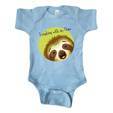 

Inktastic Laughing with Oma Cute Sloth Gift Baby Girl Bodysuit