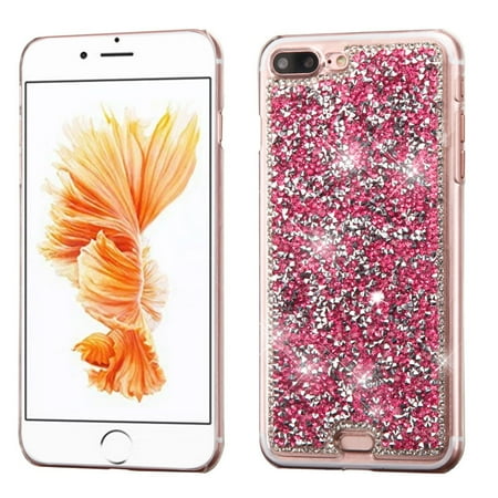 Rhinestone Back Cover MyBat Hot Pink Mini Crystals Rhinestones Desire Hard Case Back Cover for Apple iPhone 8 Plus / iPhone 7 Plus ()