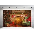 thumbnail image 2 of EREHome Tissu Polyester 7x5ft Thème de Noël Arbre de Noël Cheminée Décors de Photographie Studio Accessoires de Studio, 2 of 2