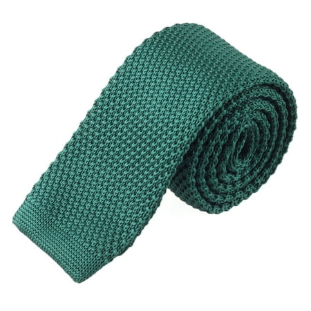 Flex Track End Ties - TOPTIE Men's Knit Solid Skinny Tie Polyester Square End 2 Inch Necktie Tie-DarkGreen