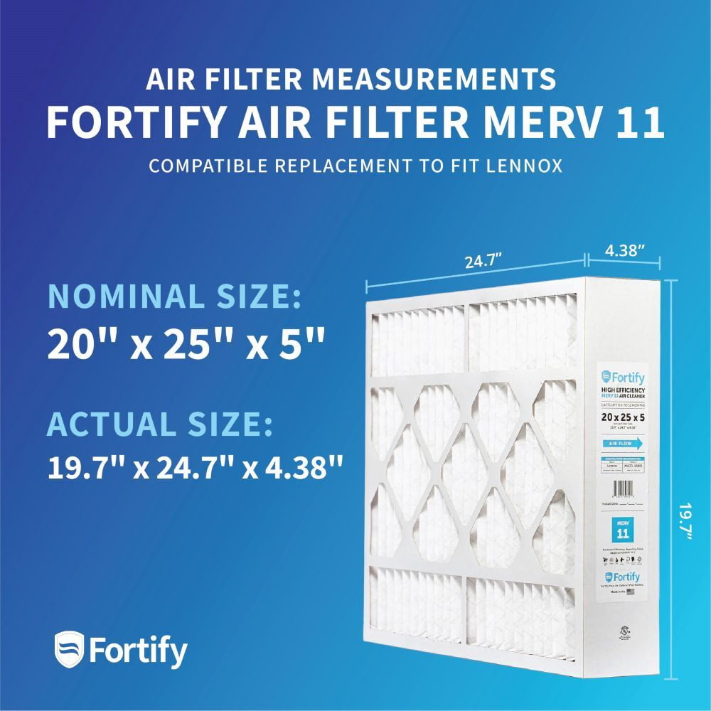 Fortify 20x25x5 MERV 11 Replacement for Lennox X6673, X6661 HVAC Furnace Filter. (2-Pack) Actual Size: 19.7 x 24.7 x 4.38