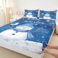 thumbnail image 3 of Manfei Merry Xmas Twin Sheet Sets,Cute Bow Snowman Twin Fitted Sheet,Hellow Winter Flat Sheet For Teens,Super Cozy Room Decor,3-Piece, 3 of 7