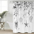thumbnail image 5 of Jellyfish Starfish Shells Shower Curtain, 36" x 72", Gray Leaf Summer Ocean Waterproof Bathroom Curtain Washable Shower Curtain Set with 12 Hooks, 5 of 6