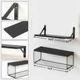 thumbnail image 6 of Set of 2+1 Wall-Mounted Floating Shelves W/Triangle Bracket & Frame, 16 Inch Black Rustic Wood Storage Shelf for Living Room Kitchen Bedroom Bathroom, 6 of 8