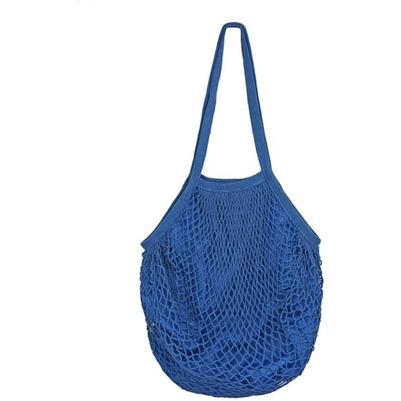 Reusable Cotton Mesh Grocery Bags Foldable Long Handle Net Tote Bags for Farmers Market Shopping, Fruit and Vegetable Bags