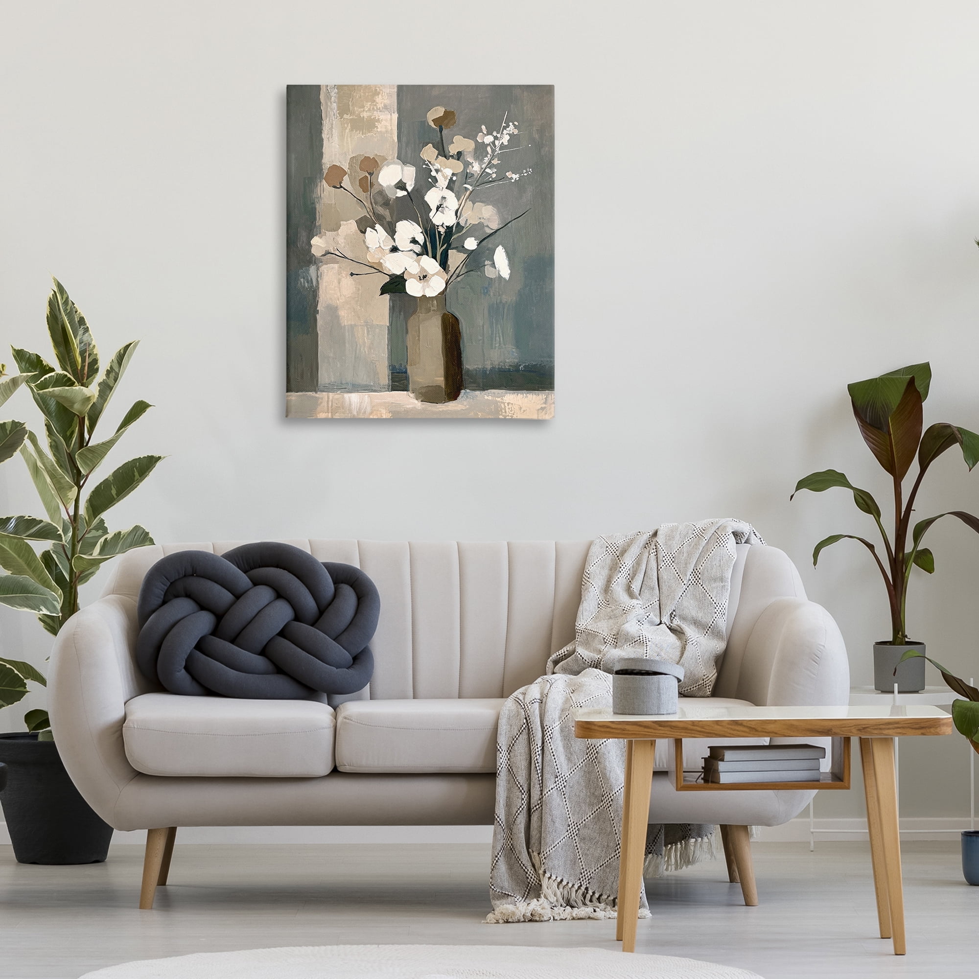 Stupell Industries Neutral Floral Vase Botanical & Floral Painting Gallery Wrapped Canvas Art Print Wall Art, 30 x 40
