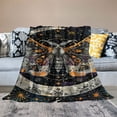 thumbnail image 2 of WYYP Butterfly Boho Moon Phase Mushroom Moth Art Cozy Decor Flannel Blanket Super Soft White, 2 of 6