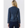 thumbnail image 3 of Chaqueta de Mezclilla para Mujer Chaqueta Vaquera con Solapa Informal de Oficina Jean Blazer Azul oscuro XS, 3 of 6