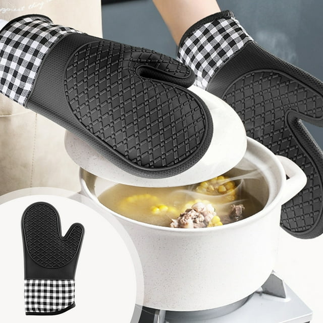 Dvkptbk Insulation Mitten Silica Gel Gloves Insulation Pad Set Microwave Insulation Gloves Kitchen Baking Gloves Twill Insulation Set Kitchen & Dining