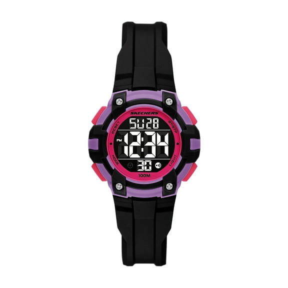 Skechers Women's Anoka Digital, Black Polycarbonate Watch