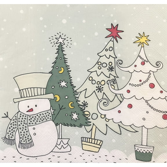 Keep Unique Snowman Paper Napkins, Christmas Paper Napkins, Assorted Color, 20/Pack